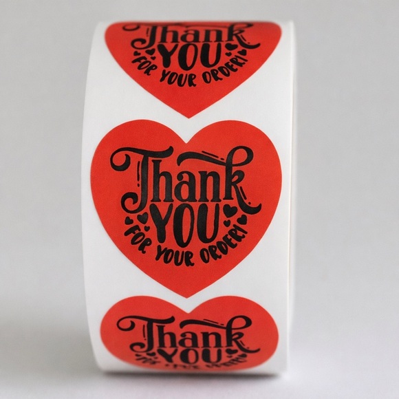 STICKERAFT Other - Thank You for your order stickers | 100| stickers heart stickers packaging  2”